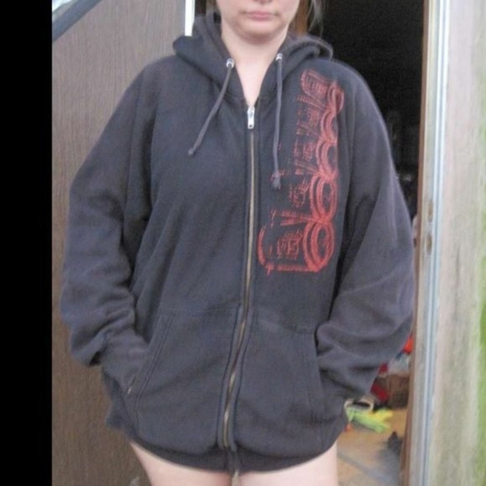 Black MV Sport Pro Weave M NOS Can Drink Hooded Zip Up Jacket Zipper Hoodie Worn